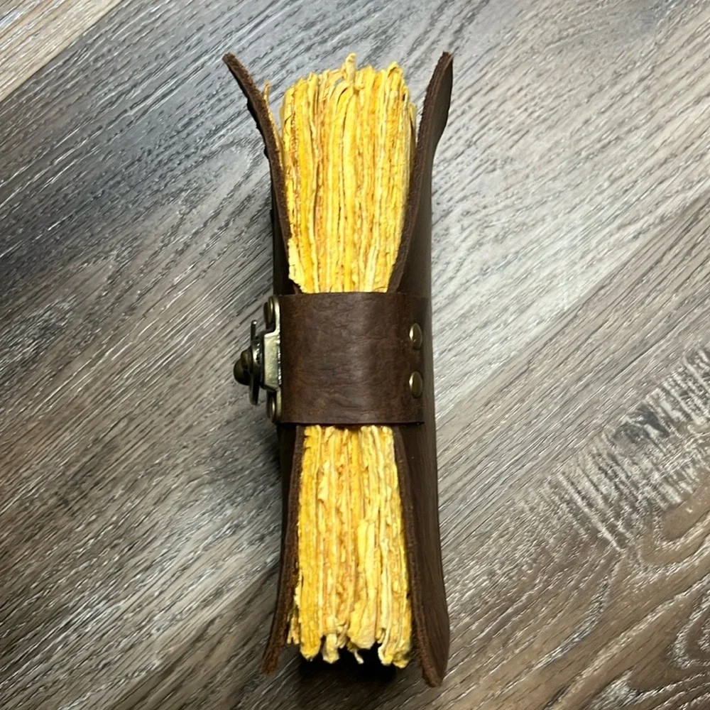 Hand Crafted OOAK Unique Leather Vintage Journal with Antique Deckle Edge Paper - Picture 5 of 12